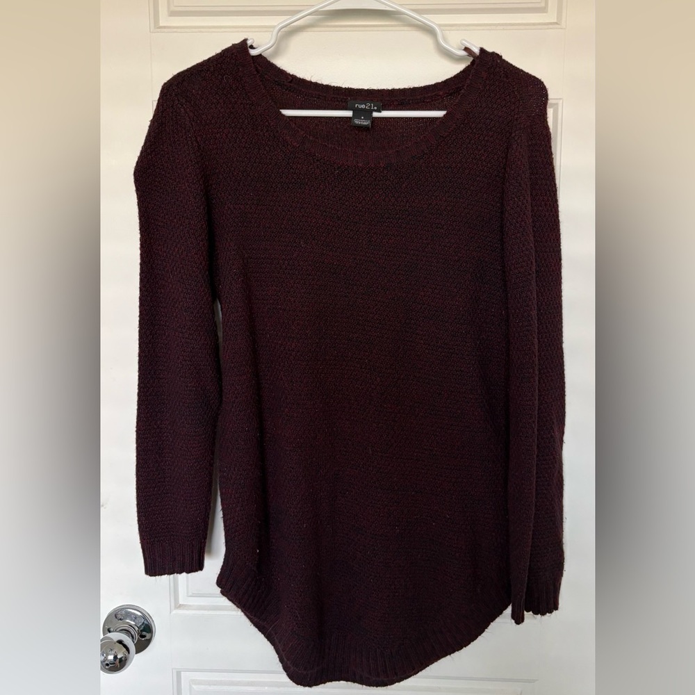 Rue21 Women's Deep Maroon Crew Neck Sweater